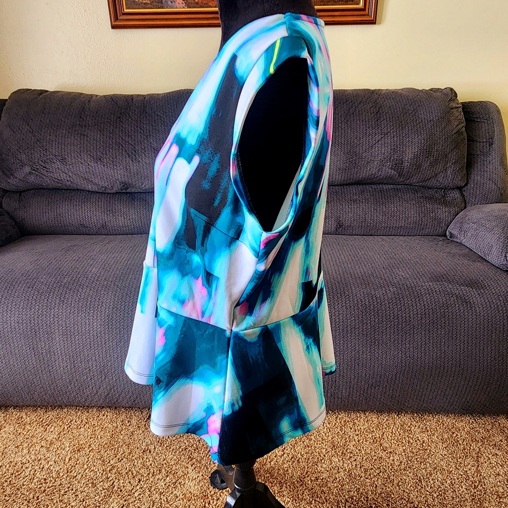 Worthington Peplum Dress Top Shirt Blue Pink White Sleeveless - Picture 5 of 7